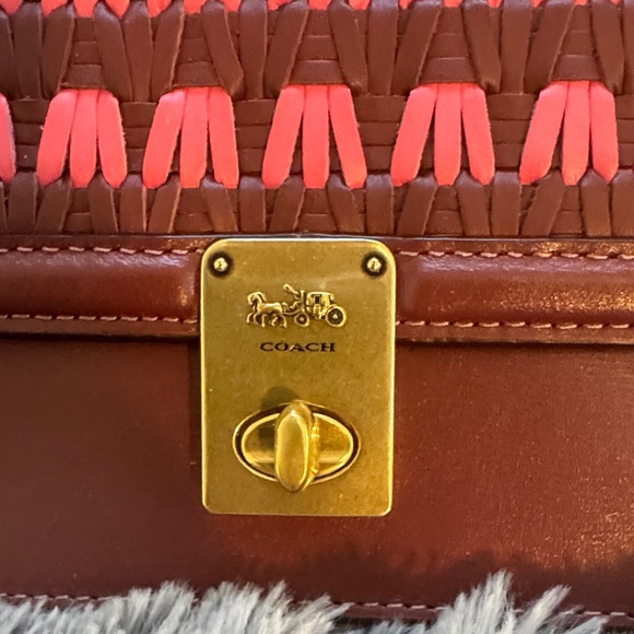 Coach Hutton Burgundy and Pink Clutch/Crossbody - Picture 2 of 7